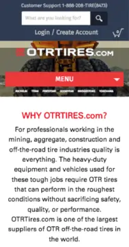 Mobile screenshot of OTR Tires