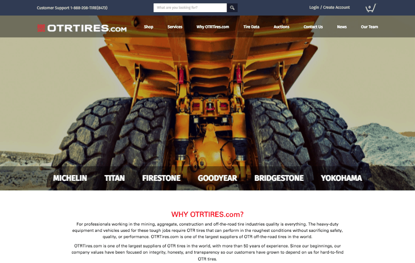 Desktop screenshot of OTR Tires