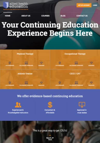 Tablet screenshot of Allied Health Education
