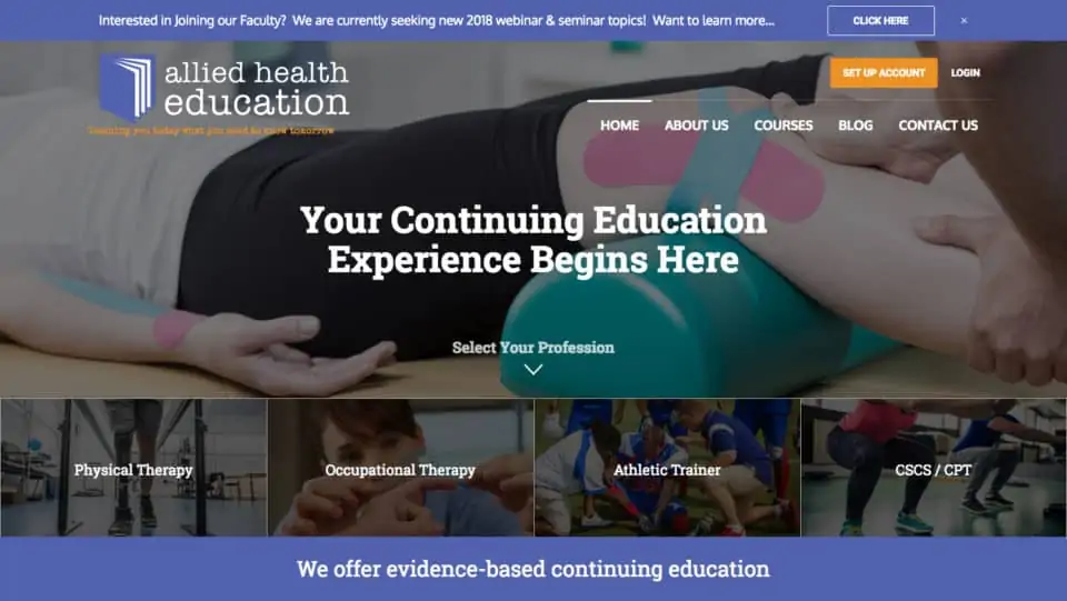 Desktop screenshot of Allied Health Education