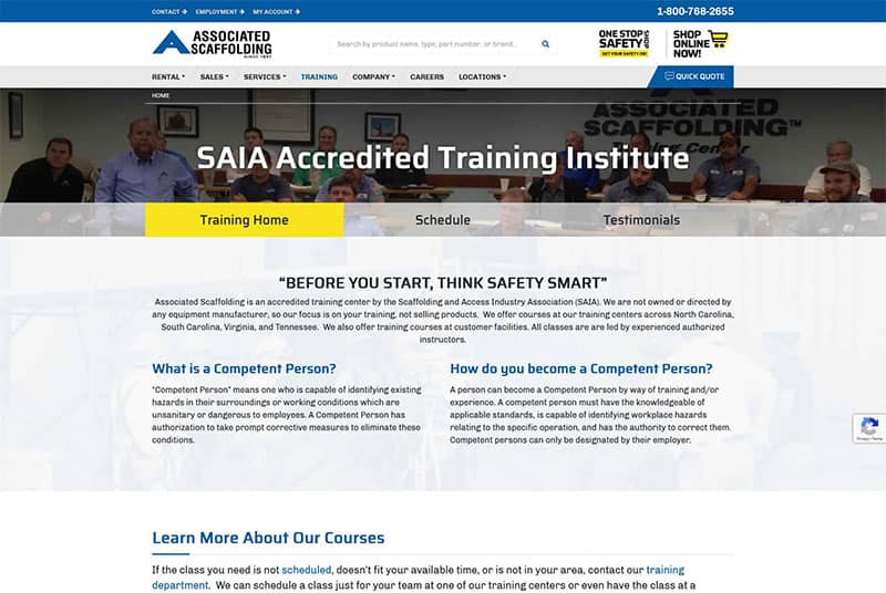 Safety Equipment Company Ecommerce Training Page Rebuild