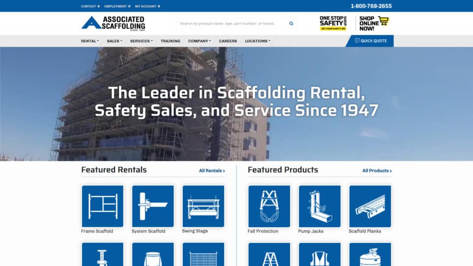 Desktop screenshot of Ecommerce Website for a Scaffolding Business