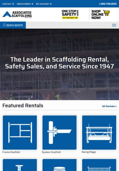 Tablet screenshot of Associated Scaffolding