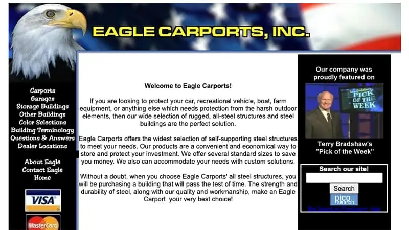 Eagle Carports | Before screenshot