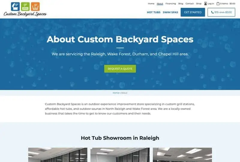 Custom Web Design for a Hot Tub Company in Raleigh