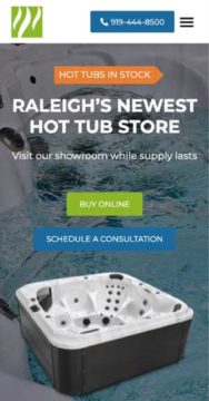 Mobile website design for a Hot Tub Company in Raleigh