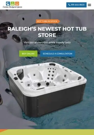 Tablet screenshot of Epic Hot Tubs